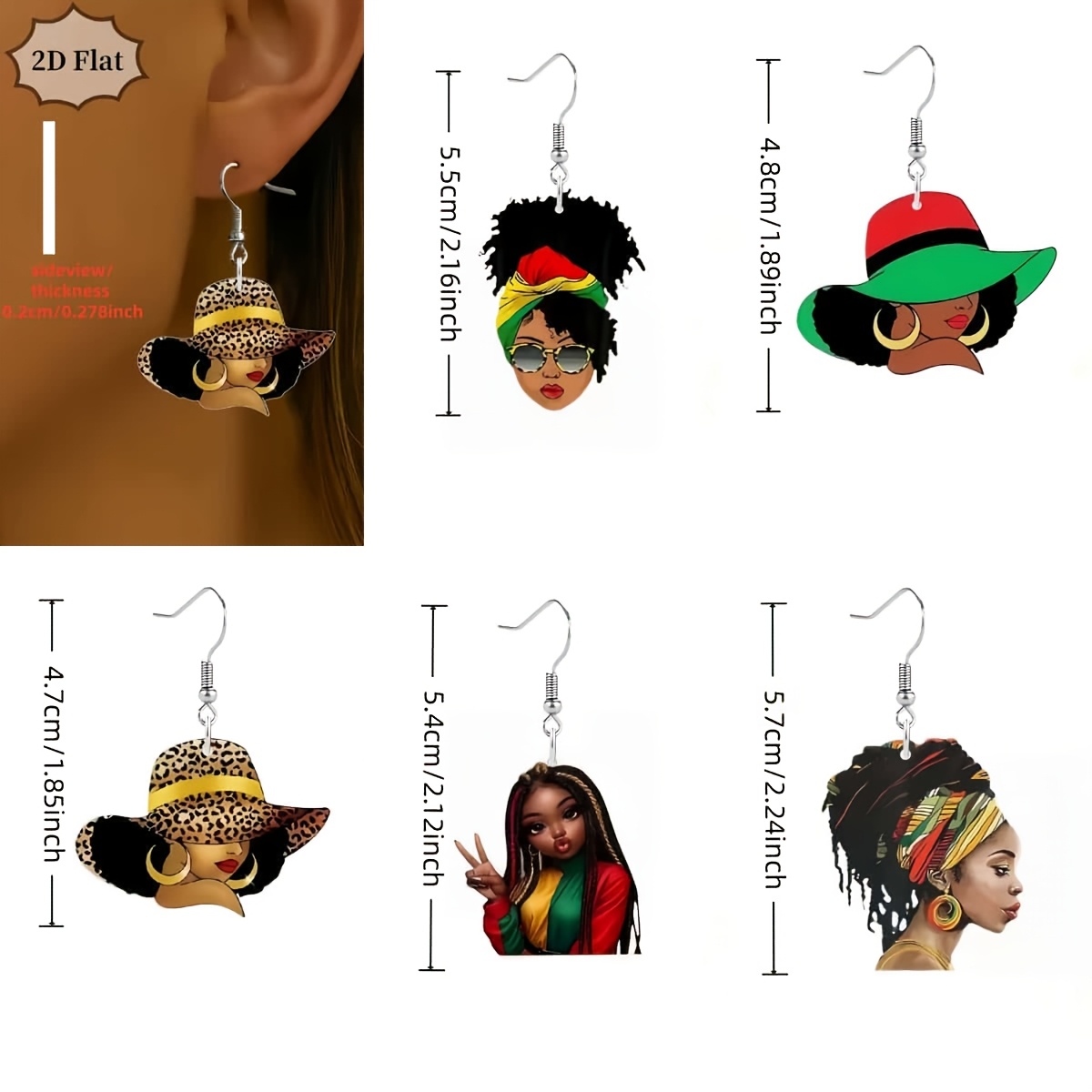 5 Pairs African Style Earrings Set, Bold Cultural Elements